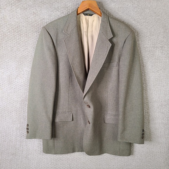 Haggar Magic Stretch Jacket Mens 46R Beige Blazer‎ 2 Button Sport Coat USA Made - Picture 1 of 12